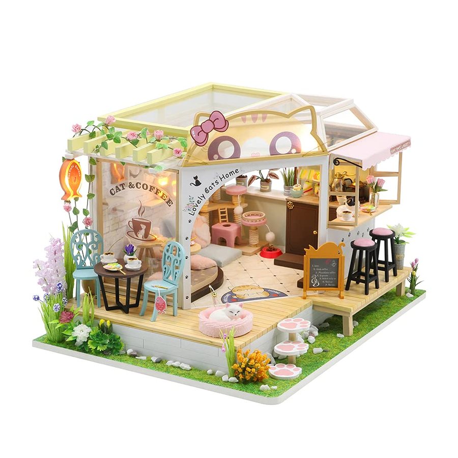 Flever Cat Cafe Garden DIY miniature house kit — second view