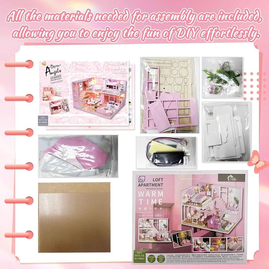 Flever Dream Angel DIY miniature house kit — finished and lit