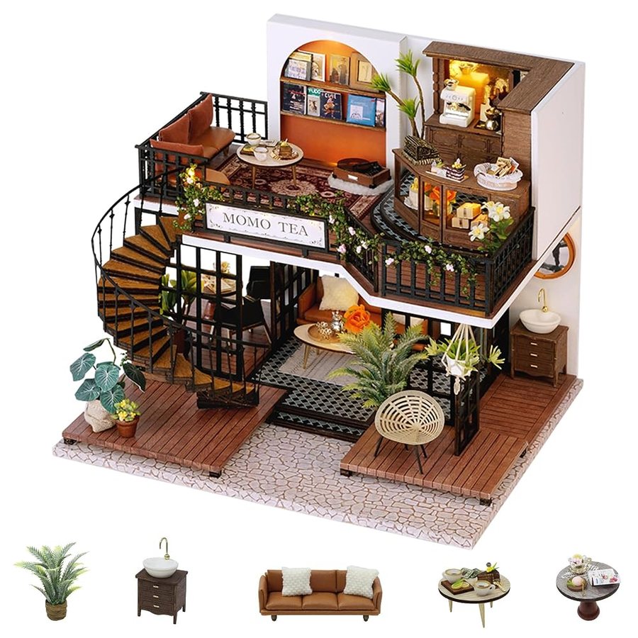 Flever Forest Teashop DIY miniature house kit — second view