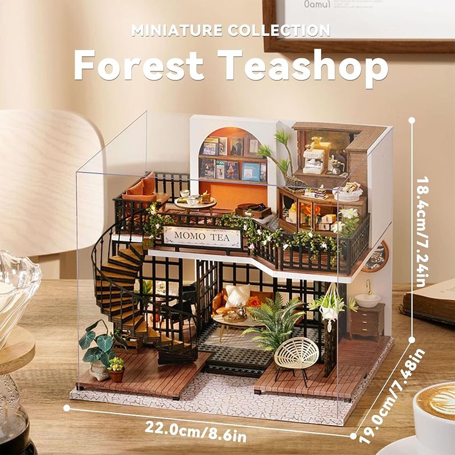 Flever Forest Teashop DIY miniature house kit — detail of the build