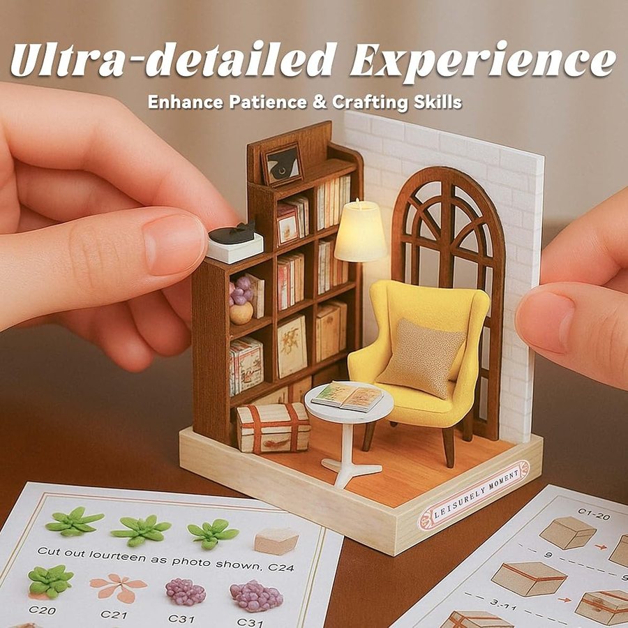 Flever Leisurely Moment DIY miniature house kit — what comes in the box