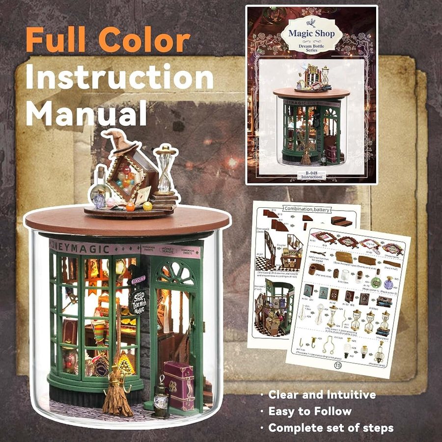 Flever Magical Shop DIY miniature house kit — what comes in the box