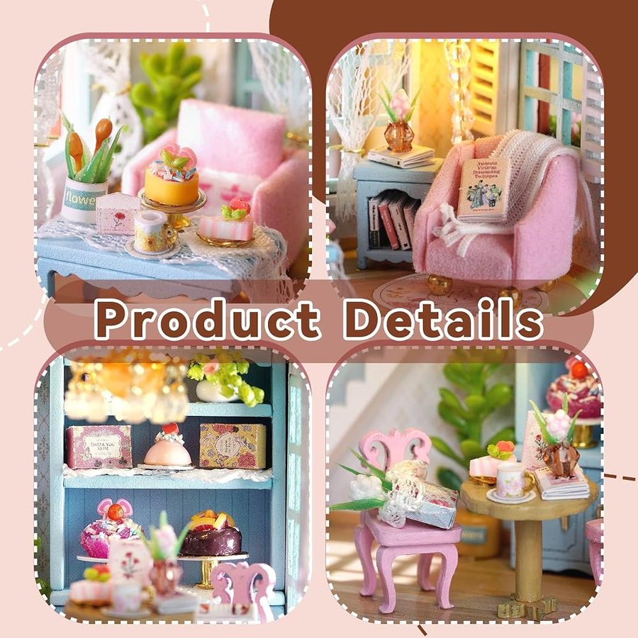 Flever Manxing Dessert Shop DIY miniature house kit — finished and lit