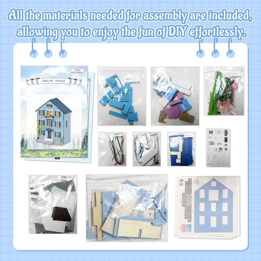 Flever Molan House DIY miniature house kit — what comes in the box