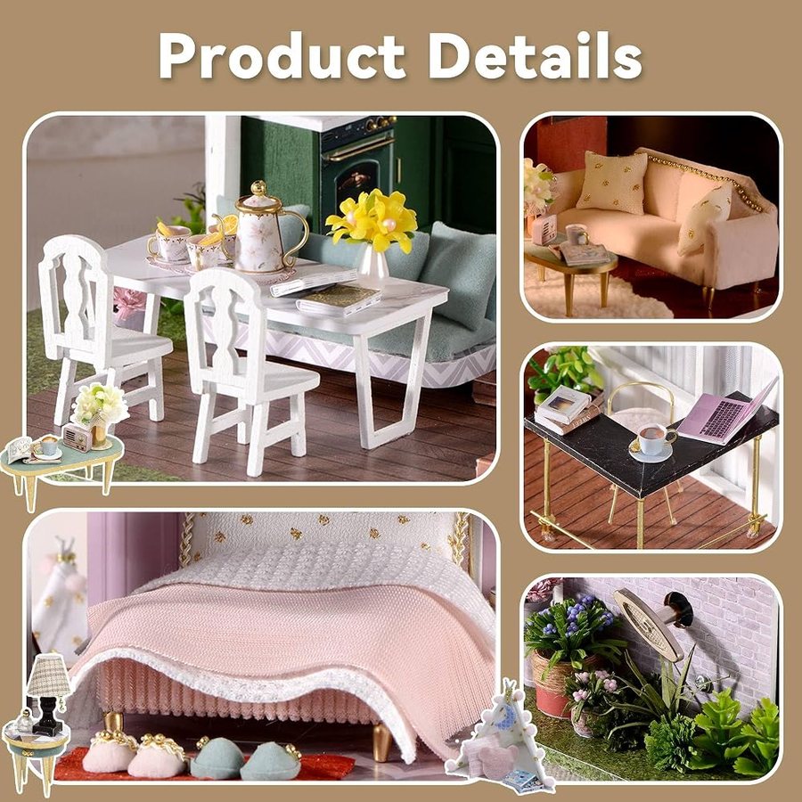 Flever Monet Garden DIY miniature house kit — finished and lit
