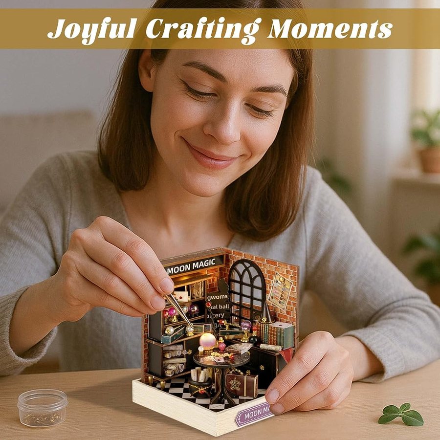 Flever Moon Magic with Tool Kit DIY miniature house kit — finished and lit