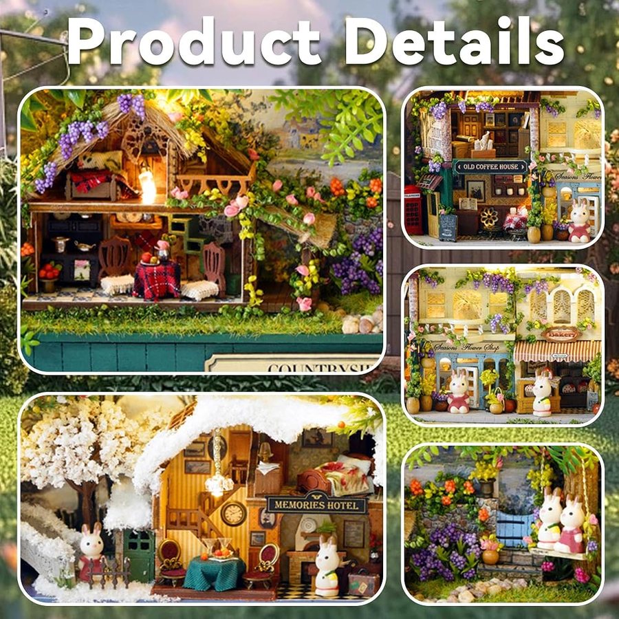 Flever Old Times DIY miniature house kit — finished and lit
