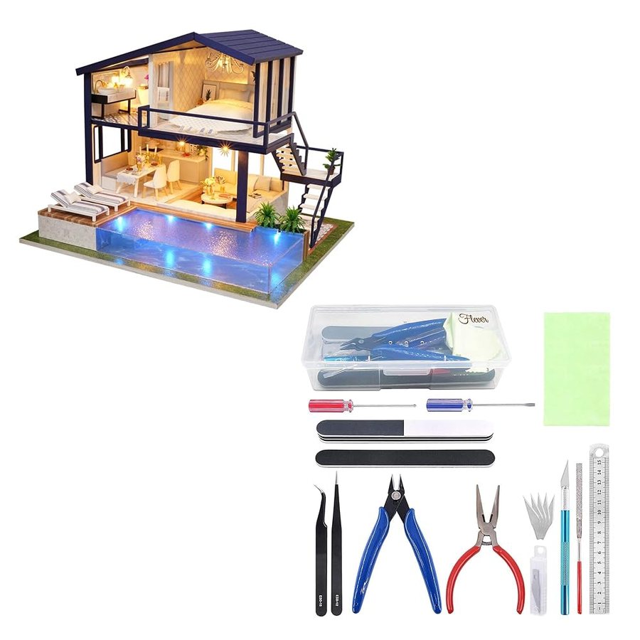 Flever Poolside Villa with Tool Kit DIY miniature house kit — second view
