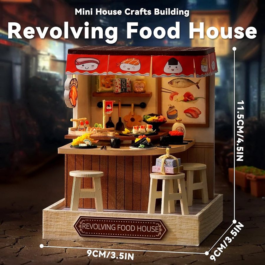 Flever Revolving Food House DIY miniature house kit — detail of the build