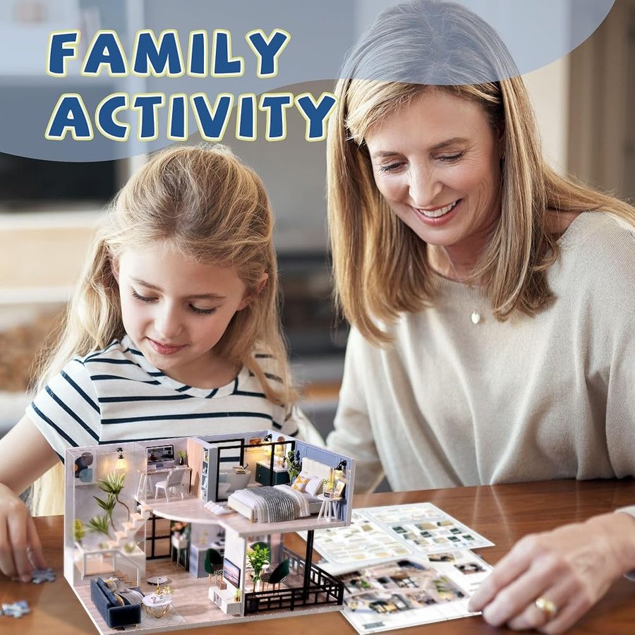Flever Satisfied Time DIY miniature house kit — what comes in the box