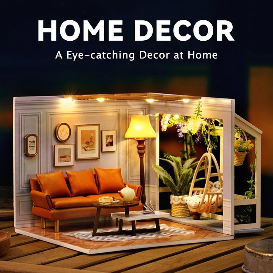 Flever Warm Moment DIY miniature house kit — finished and lit